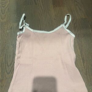 Edikted Pink Ribbed Camisole with White Trim